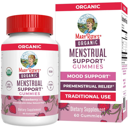 Organic Menstrual Support Gummies by MaryRuth's | for The Relief of Common Symptoms of Premenstrual Syndrome | PMS Support | Premenstrual Mood Support | USDA Organic | Non-GMO | Vegan | 30 Servings - PrimeBioHealth - canada supplements
