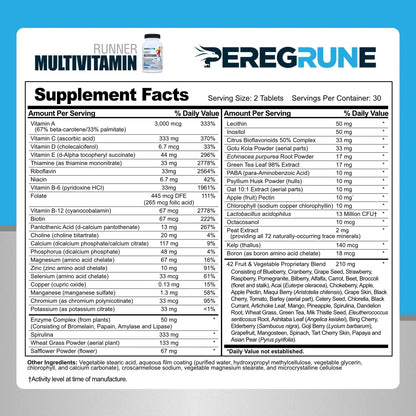 PEREGRUNE Runner Multivitamin & Joint Support Supplement | Antioxidants, Complete B-Complex & Probiotics to Support Energy - PrimeBioHealth - canada supplements