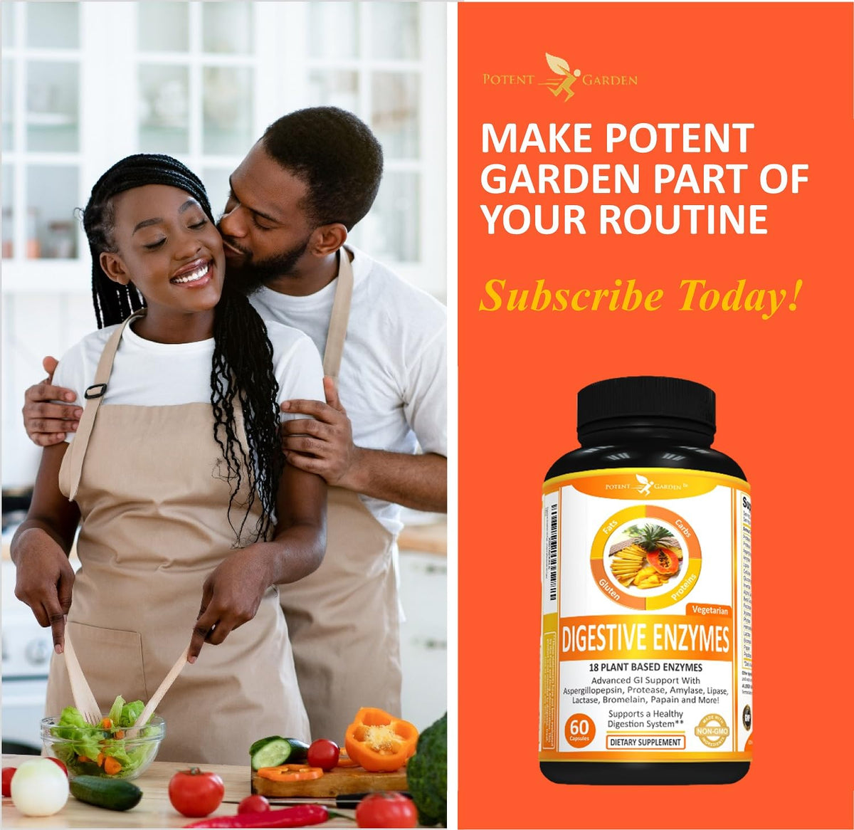 Potent Garden Digestive Enzymes -18 Plant Based Enzymes with amylase lipase bromelain Protease lactase & Other Enzymes - One Pre Meal Pill Supports Healthy - PrimeBioHealth - canada supplements