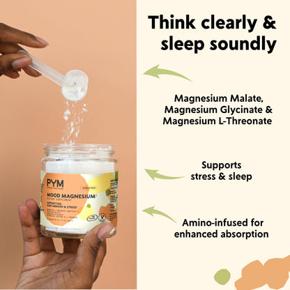 PYM Mood Magnesium Powder to Support Stress & Better Sleep, 30 Servings - Magnesium Glycinate, Magnesium Malate & l-Threonate, Yuzu Citrus | Non-GMO - PrimeBioHealth - canada supplements