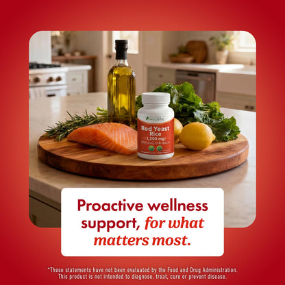 Red Yeast Rice with CoQ10 Supplement | Healthy Cholesterol Levels & Heart Health Support | Extra Strength Red Yeast Rice 1200 MG (600 MG Per Capsule) with Monakolin K - PrimeBioHealth - canada supplements