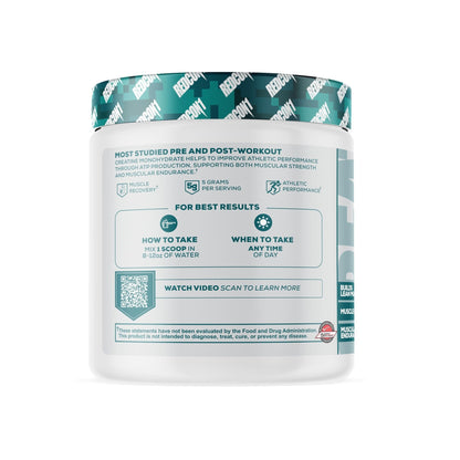 REDCON1 Creatine Monohydrate - Keto Friendly + Vegan Pre & Post Workout Supplement - Creatine Powder to Support Recovery & Athletic Performance (60 Servings) - PrimeBioHealth - canada supplements