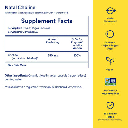 Ritual Natal Choline Supplement - 550mg - to Support Baby’s Cognitive Function When Taken During Pregnancy and Postpartum Choline Content in Breastmilk - PrimeBioHealth - canada supplements