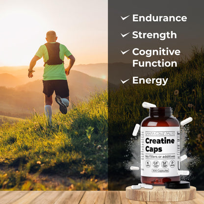 Santa Cruz Paleo Creatine Capsules, Supports Muscle Growth & Energy, Gluten Free, Keto, Sugar Free, Paleo, No Fillers or Additives, Creatine Monohydrate Pills, - PrimeBioHealth - canada supplements