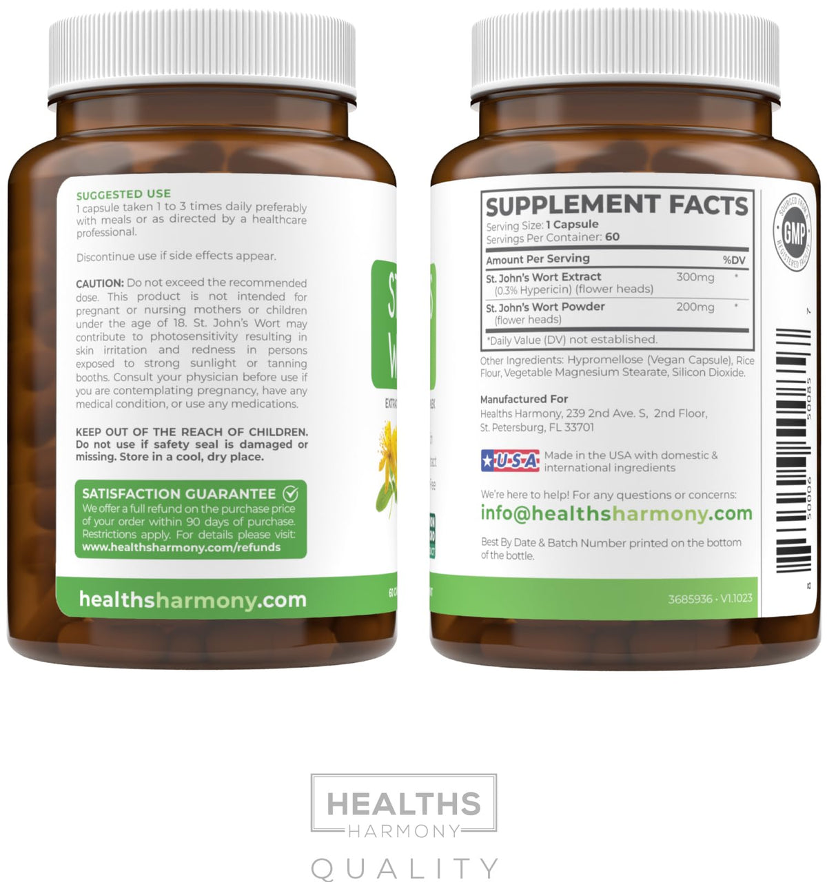 St John's Wort Capsules - Powerful & Potent Saint John's Wort Extract & Whole Herb Complex Standardized to 900mcg Hypericin for Balancing Daily Mood Support - Vegan Non-GMO & Lab Verified (120 Caps) - PrimeBioHealth - canada supplements