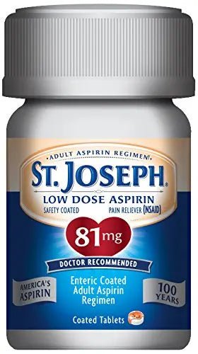 St. Joseph Aspirin Pain Reliever (NSAID) 81mg, Enteric Safety Coated, Adult Low Dose Regimen, 36 ct - PrimeBioHealth - canada supplements