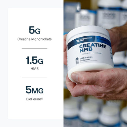 Transparent Labs Creatine HMB - Creatine Monohydrate Powder with HMB for Muscle Growth, Increased Strength, Enhanced Energy Output - PrimeBioHealth - canada supplements
