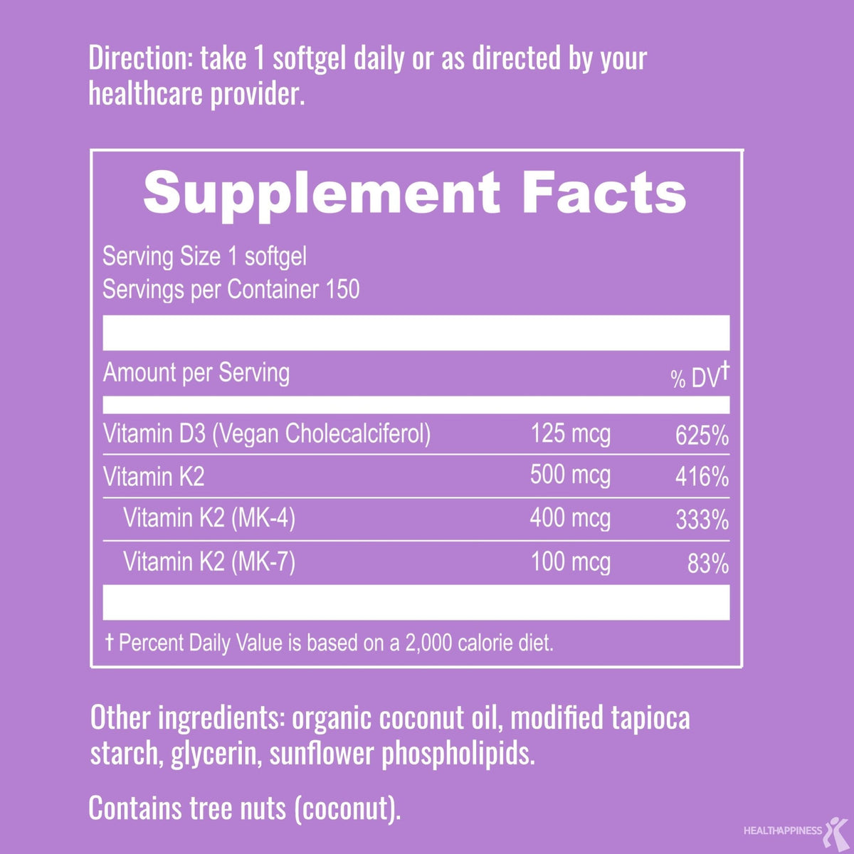 UpNourish Certified Vegan Vitamin D3 5000 IU K2 MK4 MK7 500 mcg Supplement, 150 Softgels, Plant Based Liposomal Vitamin D K with Organic - PrimeBioHealth - canada supplements