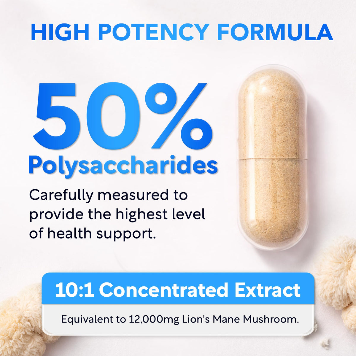 USDA Organic Lion's Mane, 50% Polysaccharides, 120ct | Focus | Brain Health - PrimeBioHealth - canada supplements