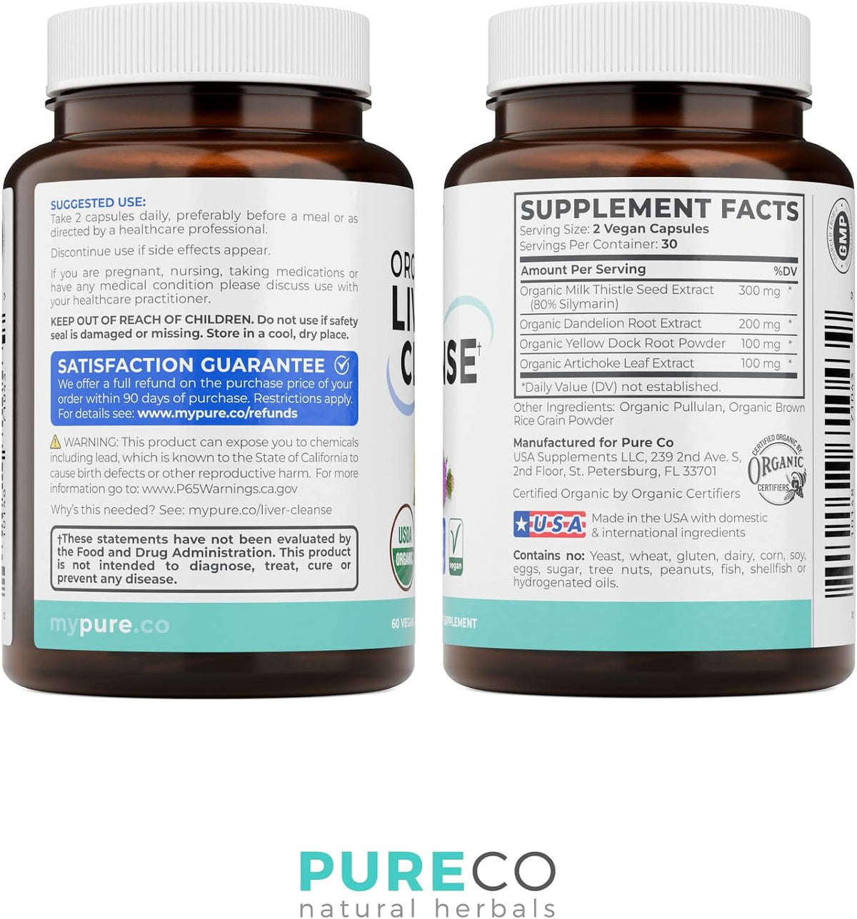 USDA Organic Milk Thistle and Dandelion Root - Silymarin Milk Thistle Liver Detox Cleanse Formula with Artichoke Extract for Comprehensive Liver Support - Vegan Non-GMO & Lab Verified (1 Month Supply) - PrimeBioHealth - canada supplements