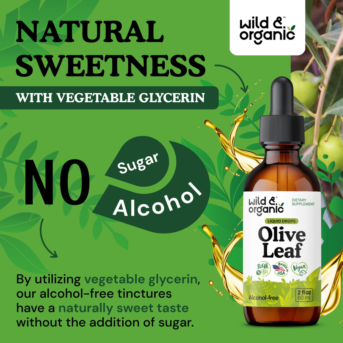 Wild & Organic Olive Leaf Extract Liquid Drops - Immune & Antioxidant Support - Oleuropein Supplement - Add to Tea Olive Leaf Tincture - Vegan, Sugar & Alcohol Free - 4 fl oz - PrimeBioHealth - canada supplements