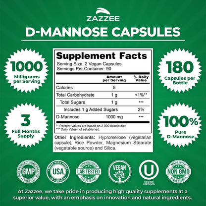 Zazzee Urinary Tract Cleanse & Detox Bundle | USDA Organic Dandelion Root Extract Capsules Plus D-Mannose 1000mg Capsules for UT & Bladder Cleansing - PrimeBioHealth - canada supplements
