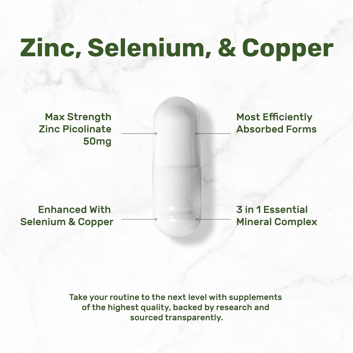 Zinc Picolinate 50mg with Copper & Selenium, 240 Capsules | 3-in-1 High Absorption Mineral Complex | Chelated Zinc Supplement for Immune Support* | 8 Month Supply - PrimeBioHealth - canada supplements